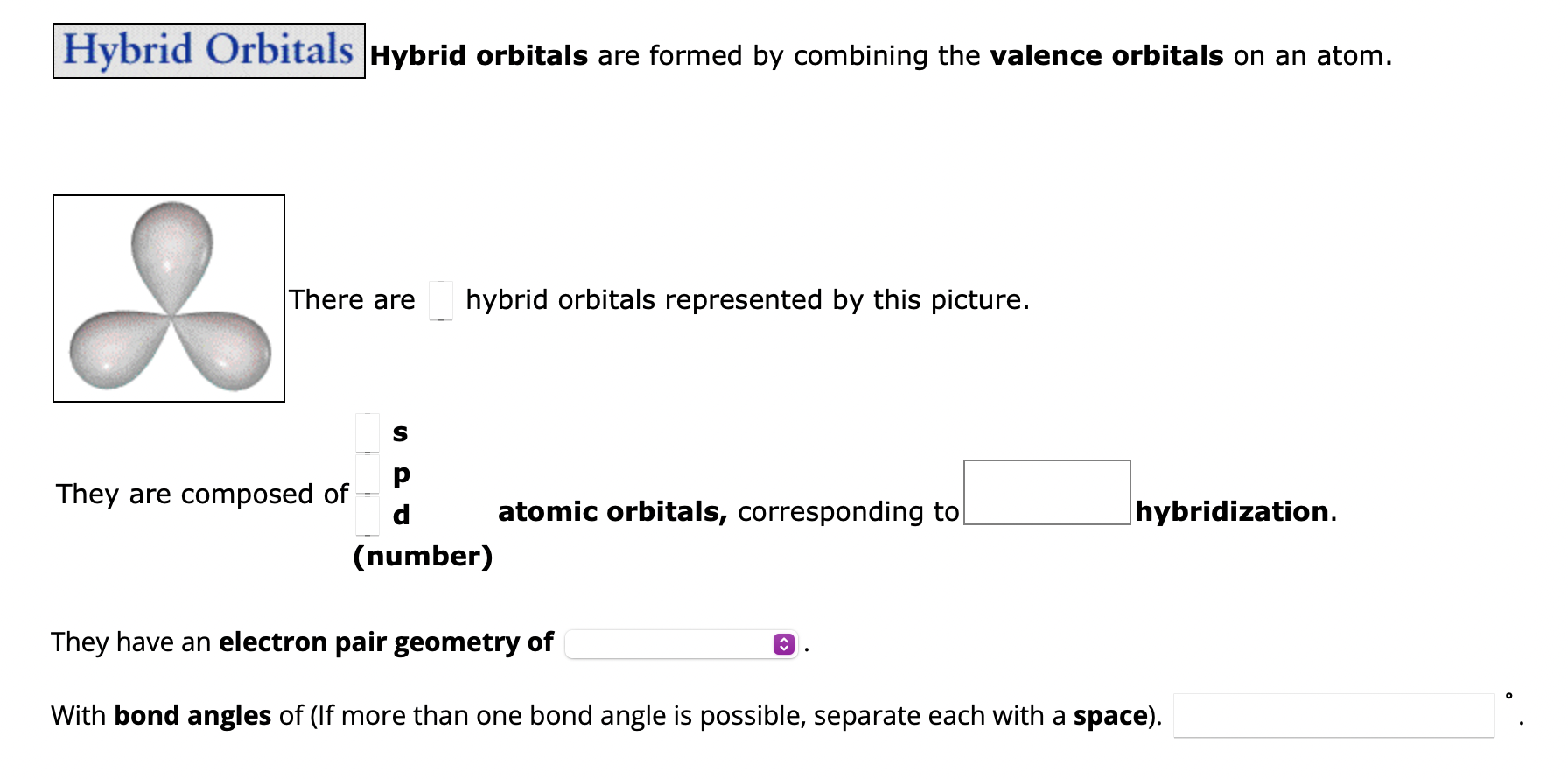 Solved Hybrid orbitals are formed by combining the valence | Chegg.com