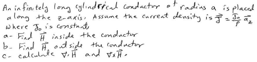 Solved An Infinitely Long Cylindrried Conductor Of Radius A | Chegg.com