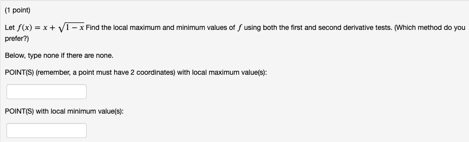 Solved (1 point) Consider the function f(x) = cos(x) + v2 | Chegg.com
