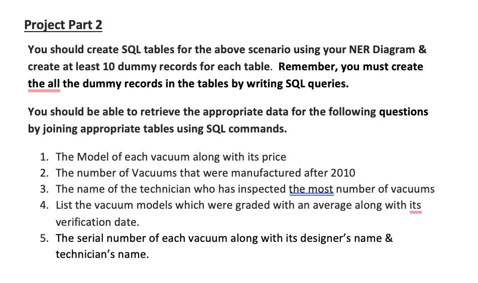 Solved You should create SQL tables for the above scenario | Chegg.com