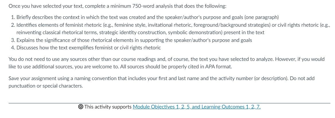 Social Movement Rhetoric Mini-Analysis Mini-analysis | Chegg.com