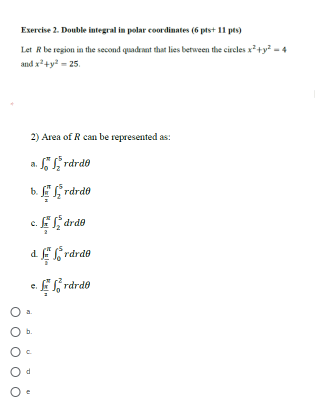 Solved Exercise 2. Double integral in polar coordinates (6 | Chegg.com