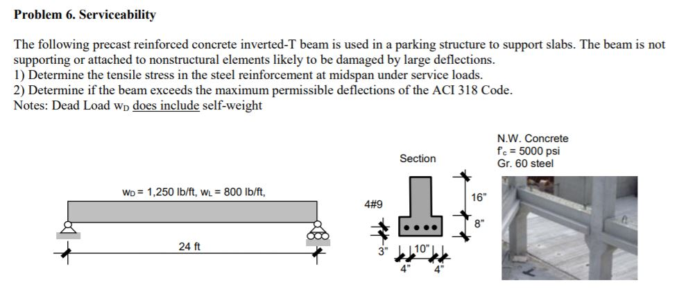 Problem 6. Serviceability The following precast | Chegg.com