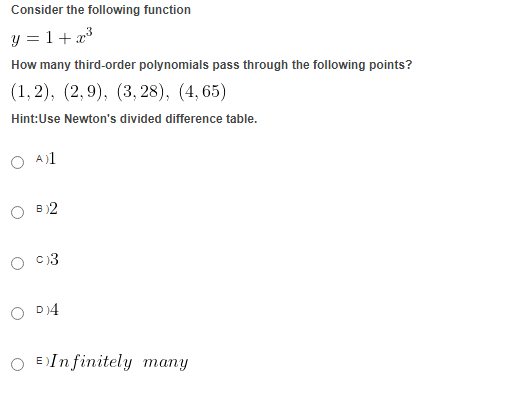 Solved Consider the following function y=1+x3 How many | Chegg.com