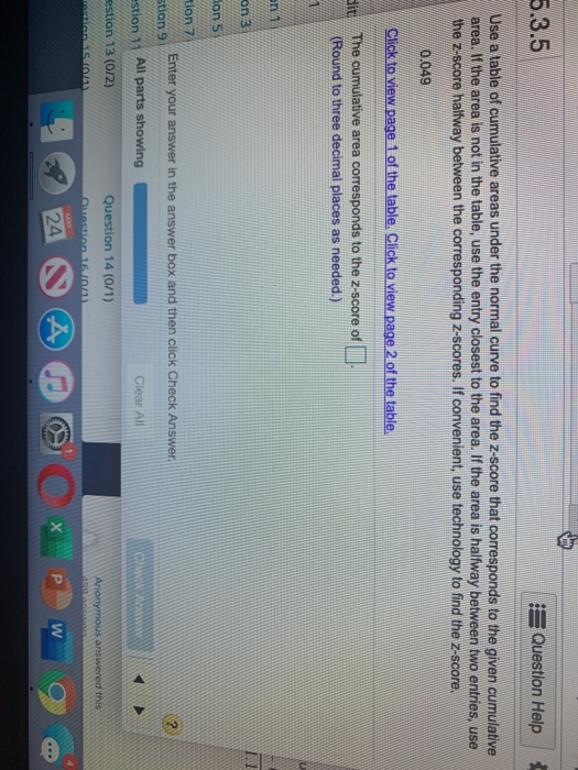 Solved 5.3.5 Question Help Use a table of cumulative areas