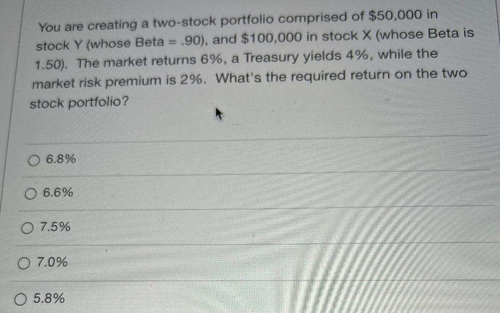 Solved You are creating a two-stock portfolio comprised of | Chegg.com