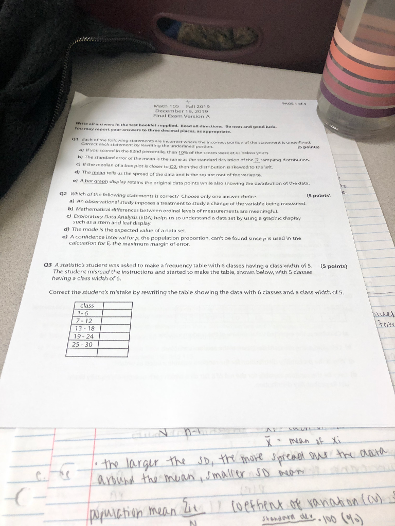 2019 2019 ... Math 18, Fall Exam 105 Ve December Final