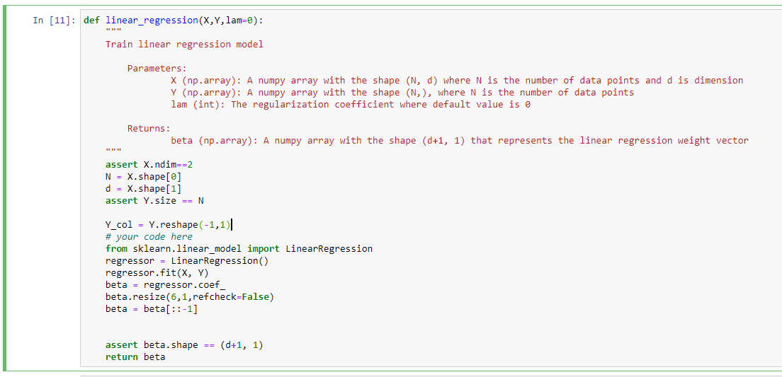 Python - Write a function linear_regression that fits | Chegg.com