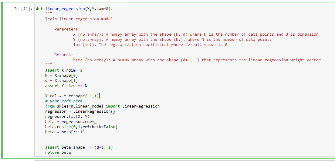 Python - Write A Function Linear_regression That Fits | Chegg.com