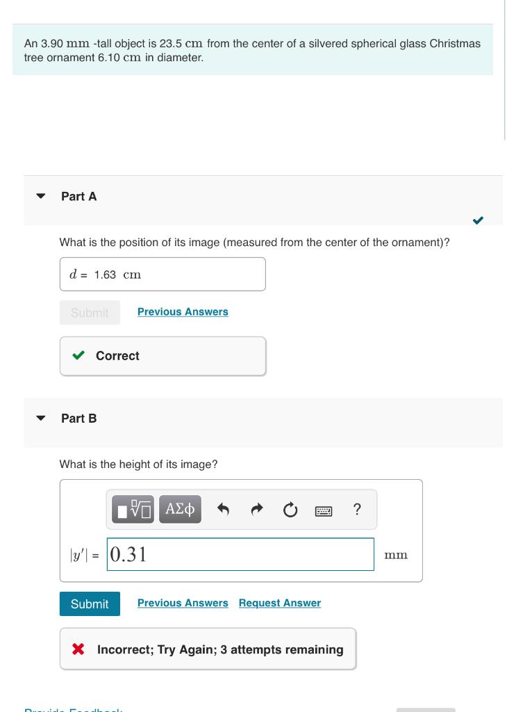 Solved An 3.90 mm-tall object is 23.5 cm from the center of