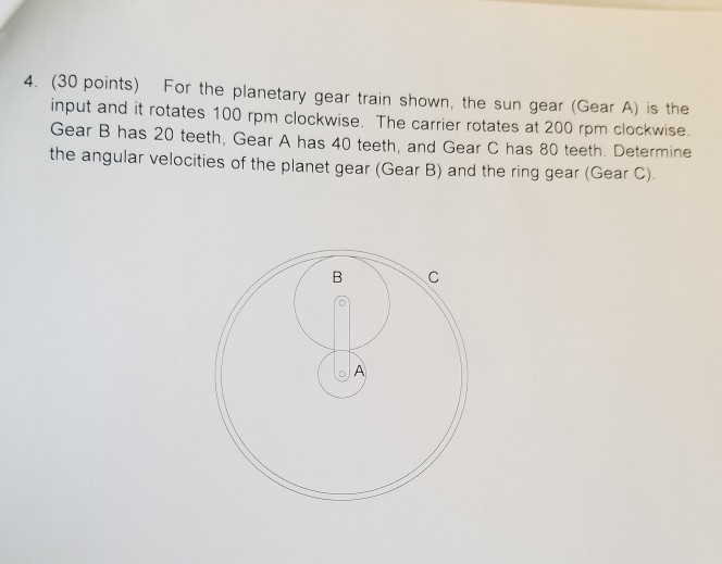 Solved 4. (30 points) For the planetary gear train shown, | Chegg.com