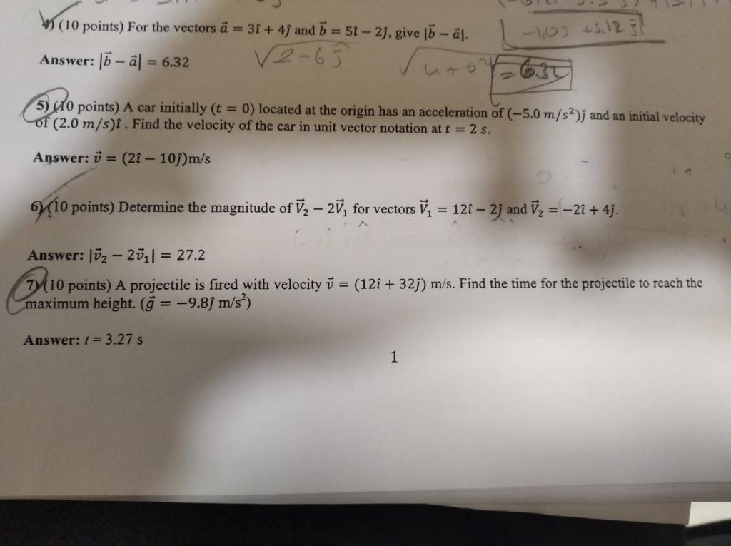 Solved 10 Points For The Vectors A 32 45 And 6 52 Chegg Com