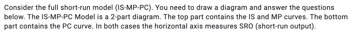 Solved Consider the full short-run model (IS-MP-PC). You | Chegg.com