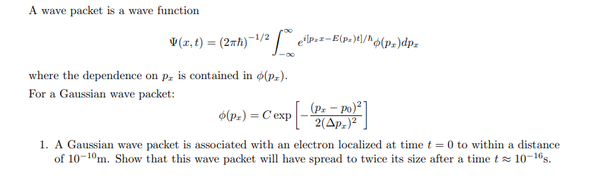 Solved A wave packet is a wave function _09- -1/2 | Chegg.com