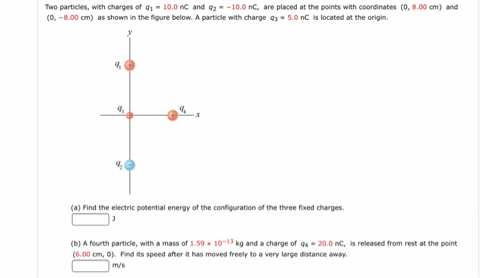 Solved Two Particles With Charges Of Q1 100 Nc And Q2 8113