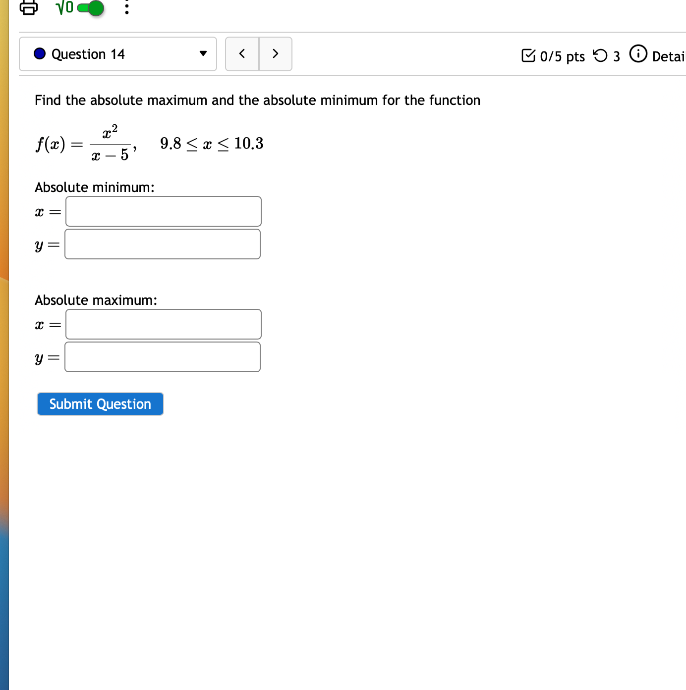 how to find the absolute maximum and minimum of a polynomial function