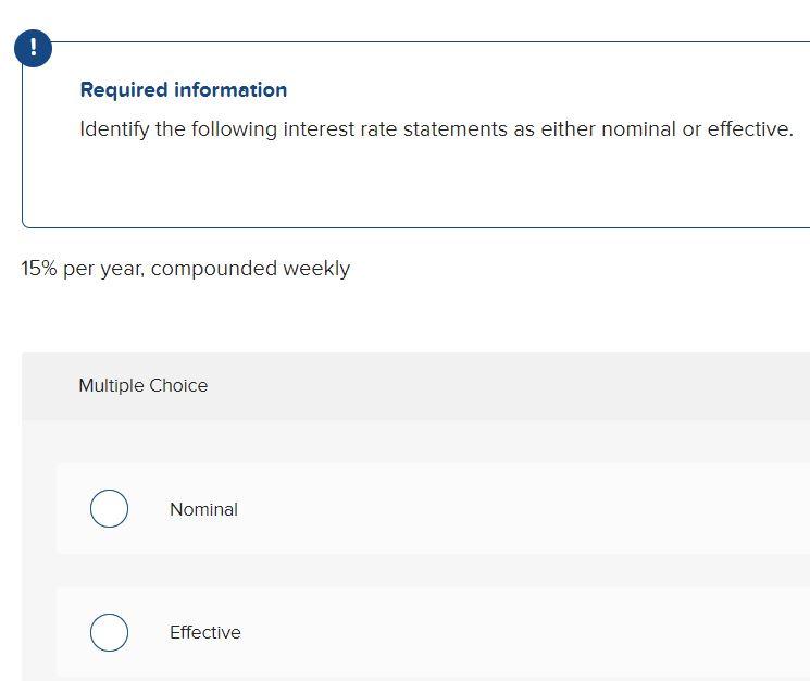 Solved Required information Identify the following interest | Chegg.com