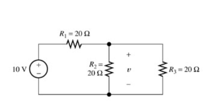 Solved RI-20 Ω R3-20 Ω 20 Ω Use the voltage-division | Chegg.com