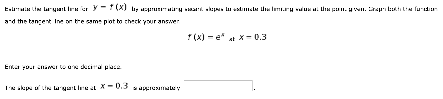 Slopes of secant and tangent lines homework answers picture
