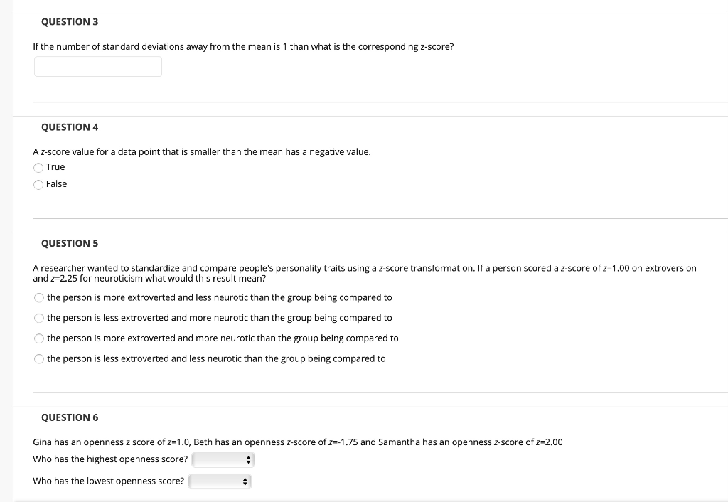 Solved QUESTION 3 If the number of standard deviations away | Chegg.com