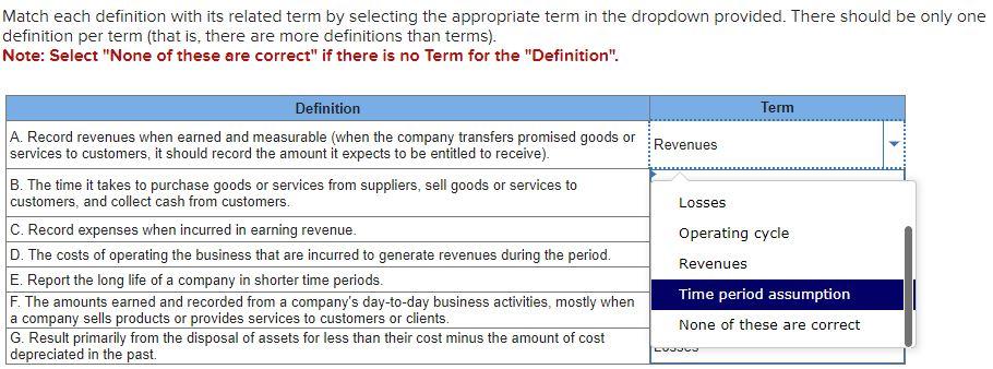 Solved Match Each Definition With Its Related Term By | Chegg.com