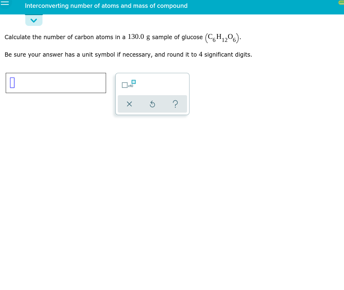 Interconverting number of atoms and mass of compound sale