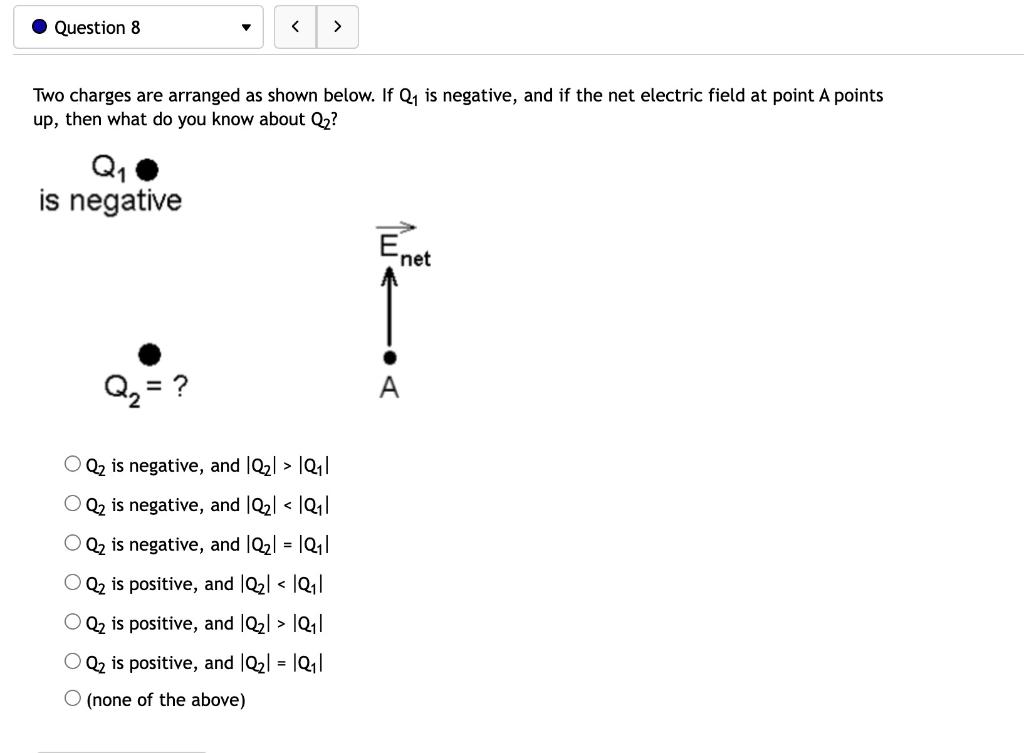Solved Two charges are arranged as shown below. If Q1 is | Chegg.com