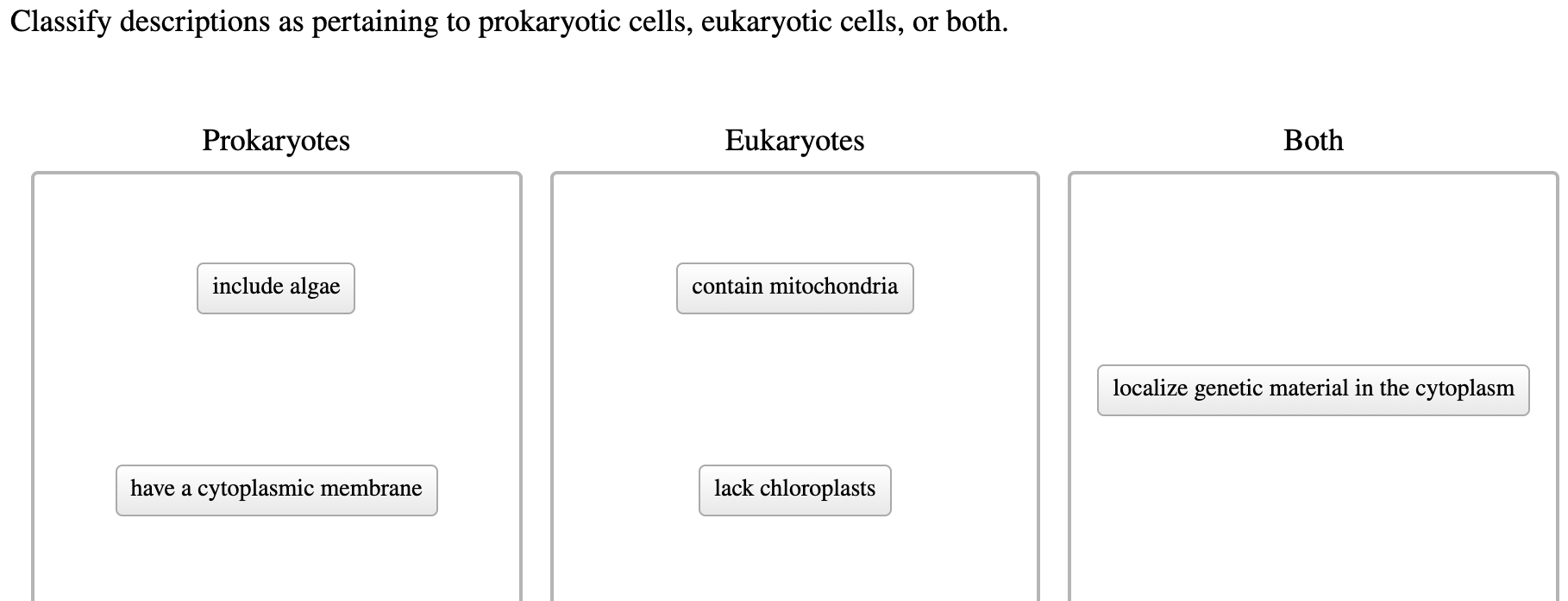 Solved Classify Descriptions As Pertaining To Prokaryotic Chegg Com