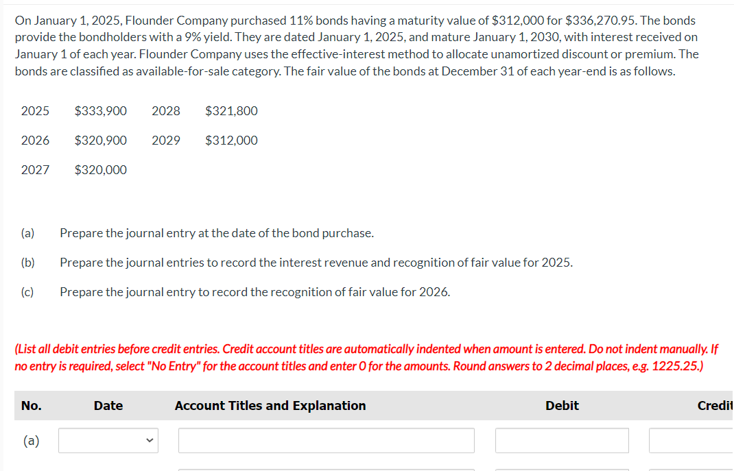 Solved On January 1, 2025, Flounder Company purchased 11