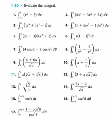 Solved 1-30 - Evaluate the integral. 1. ∫−23(x2−3)dx 2. | Chegg.com