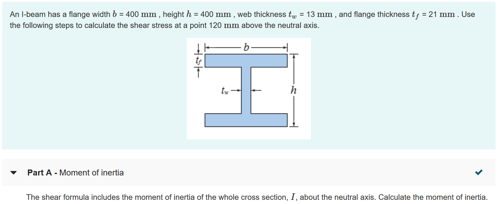 Solved An I-beam Has A Flange Width B = 400 Mm , Height H = | Chegg.com