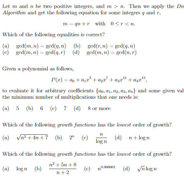 Solved Let m and n be two positive integers, and m>n. Then | Chegg.com