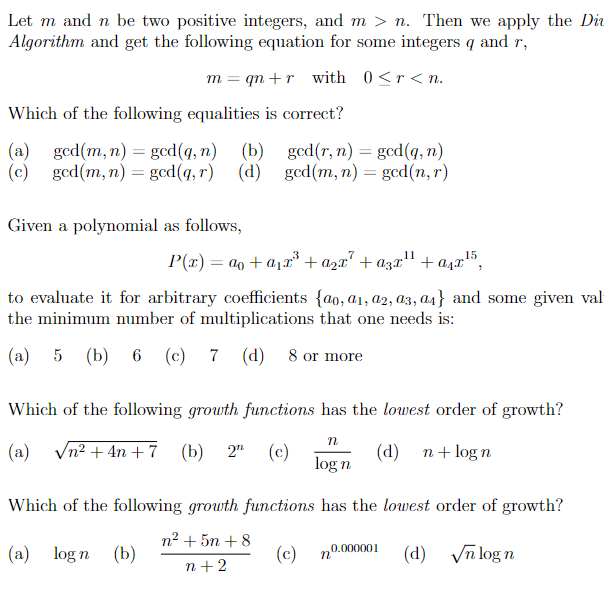 Solved Let M And N Be Two Positive Integers, And M>n. Then | Chegg.com