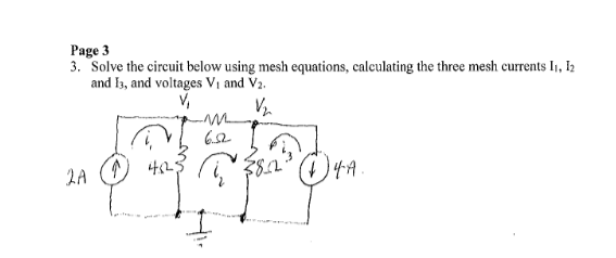 Solved Page 3 3. Solve the circuit below using mesh | Chegg.com