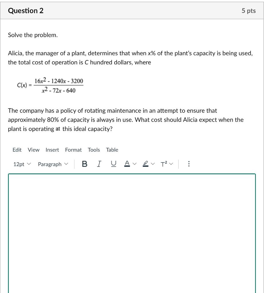 Solved Question 2 5 pts Solve the problem. Alicia, the | Chegg.com