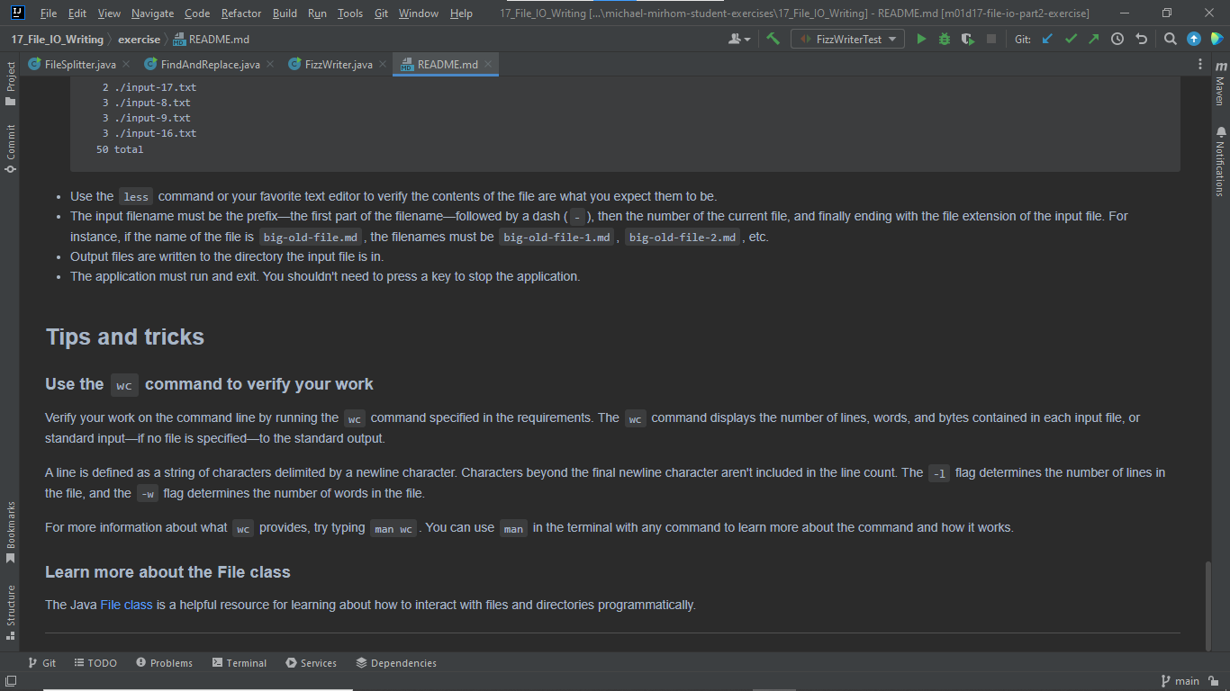 Solved 17_File_IO_Writing exercise M101 README.md C) | Chegg.com