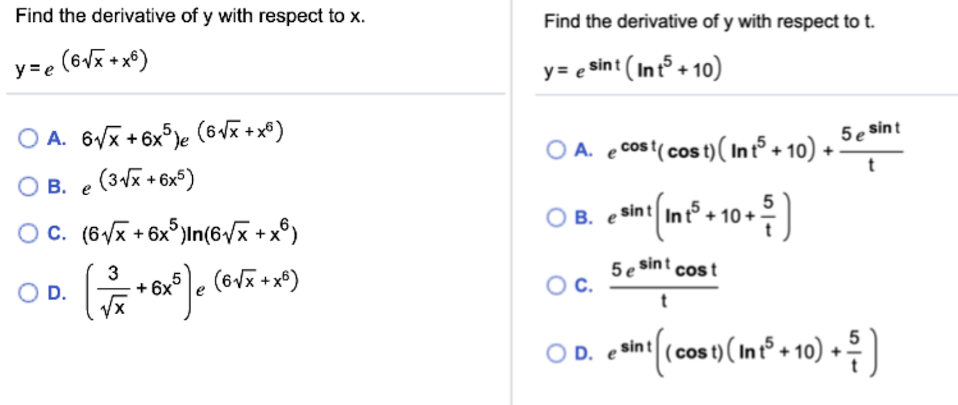 Solved Find the derivative of y with respect to X. Find the | Chegg.com