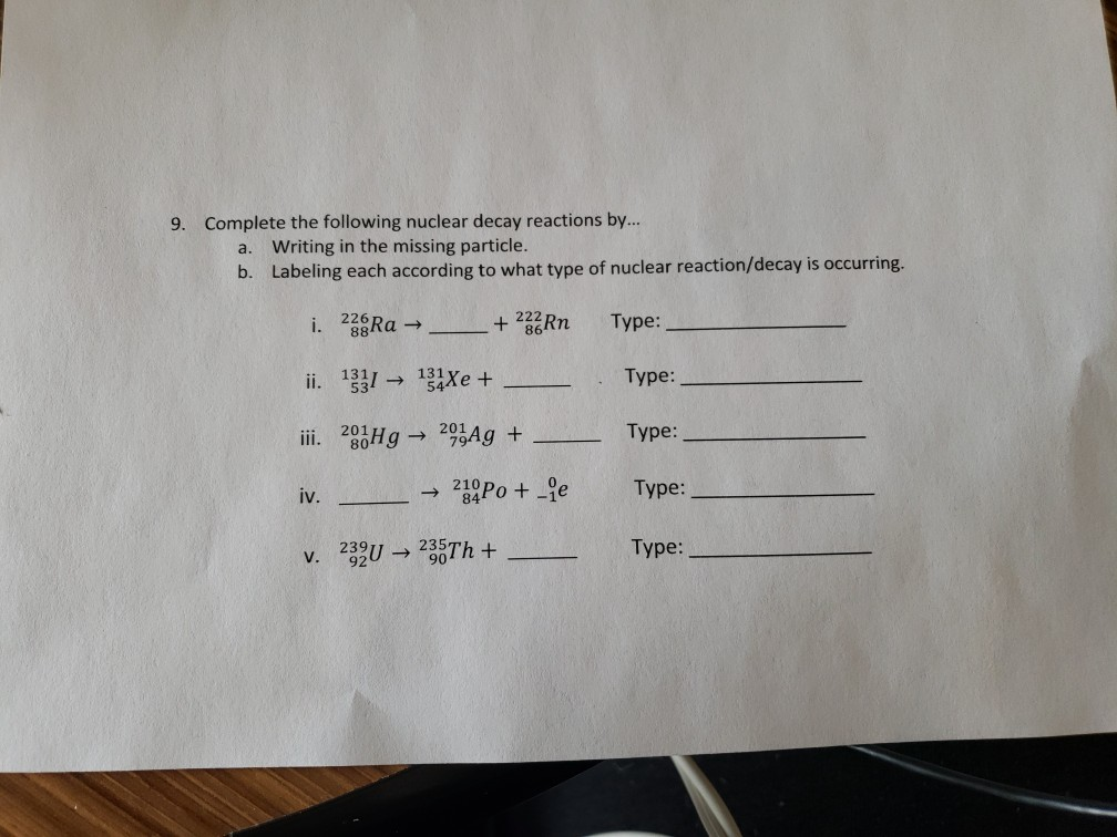 Solved Complete The Following Nuclear Decay Reactions By... | Chegg.com