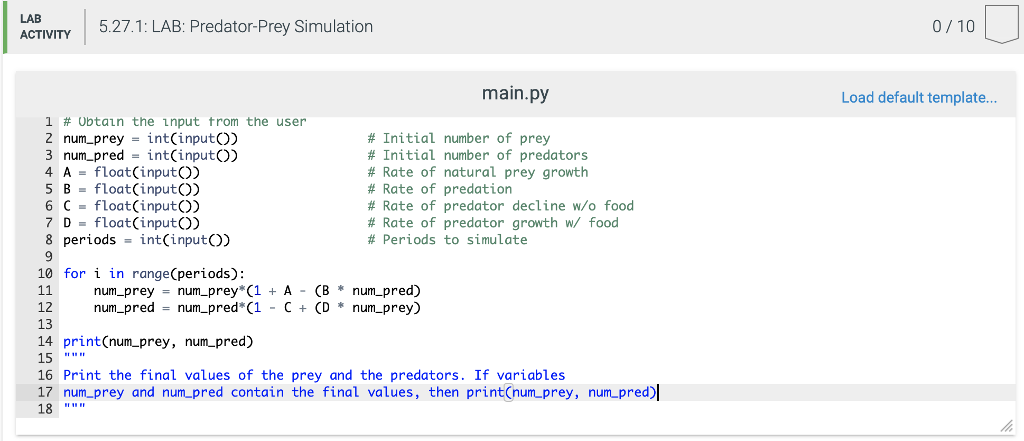 Solved N A Predator-prey Simulation, You Compute The | Chegg.com