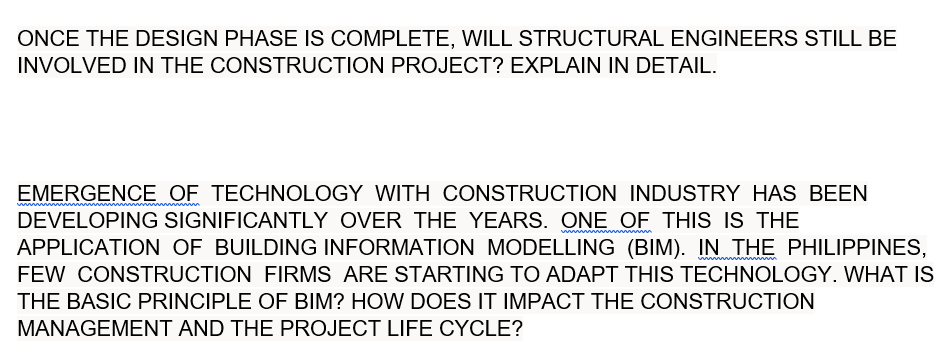 Solved ONCE THE DESIGN PHASE IS COMPLETE, WILL STRUCTURAL | Chegg.com