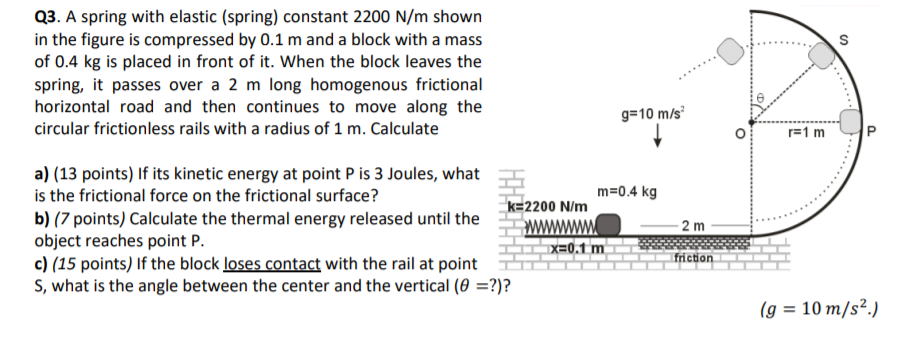 Solved S Q3. A spring with elastic (spring) constant 2200 | Chegg.com