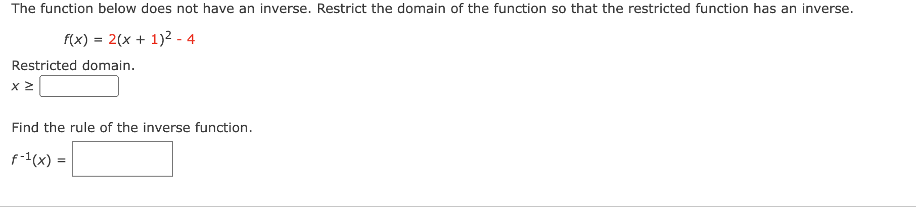 inverse function restricted domain