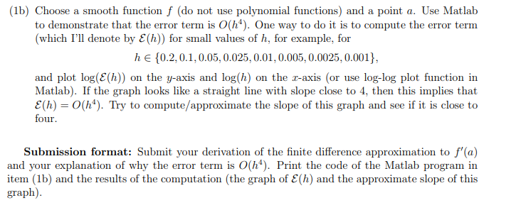 Solved (1b) Choose a smooth function f (do not use | Chegg.com