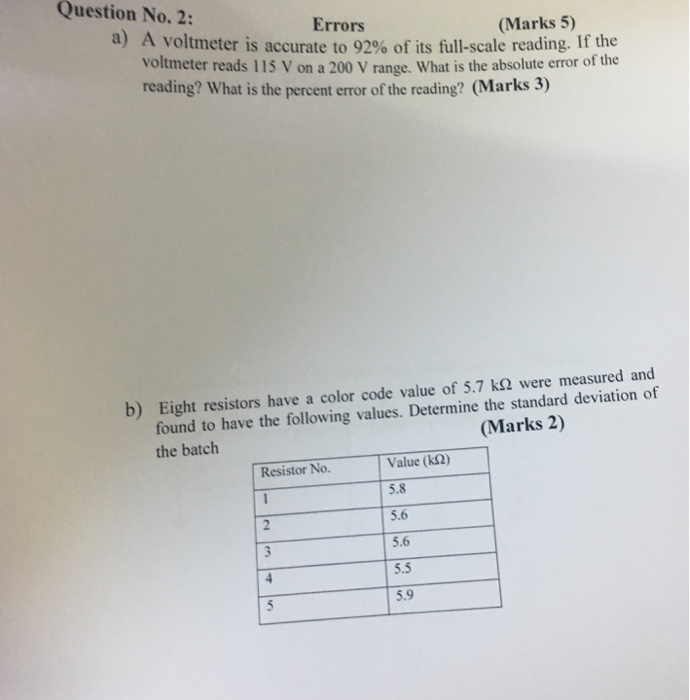 Solved Question No. 2 Errors a) A voltmeter is accurate to