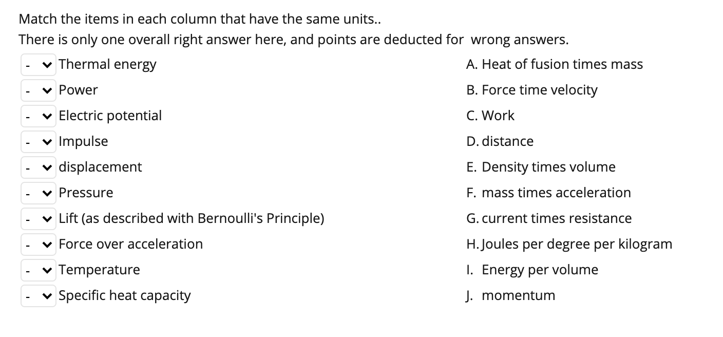 Solved Match The Items In Each Column That Have The Same | Chegg.com