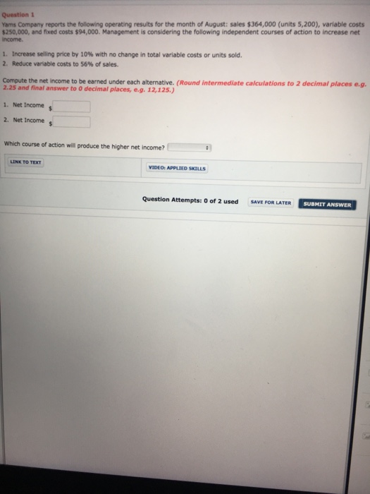 Solved Yams Company reports the following operating results