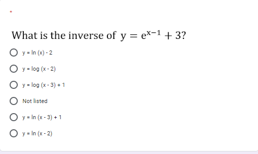 Solved What Is The Inverse Of Y Ex 1 3 Y In X Chegg Com