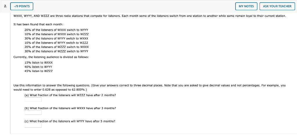 Solved -19 POINTS MY NOTES ASK YOUR TEACHER WXXX, WYYY, AND | Chegg.com