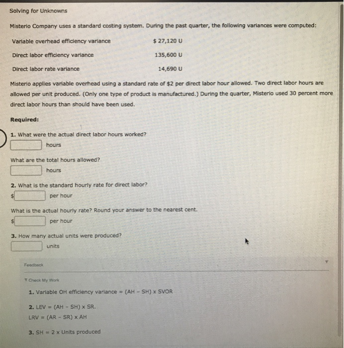 solved-solving-for-unknowns-misterio-company-uses-a-standard-chegg