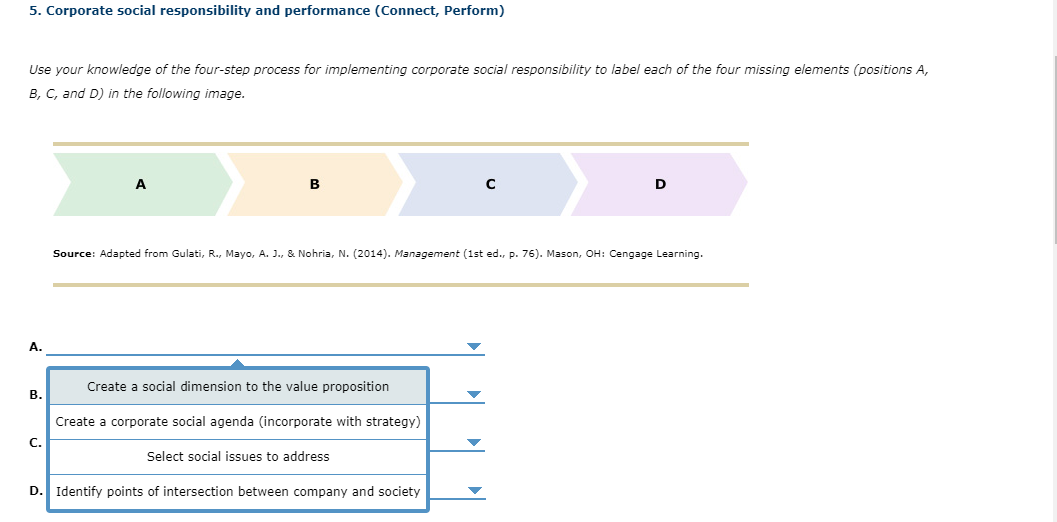 Solved 5. Corporate social responsibility and performance | Chegg.com
